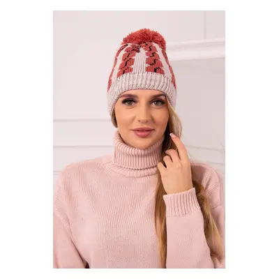 marka niezdefiniowana Cap with a pompom Rozalia K323 red+beige