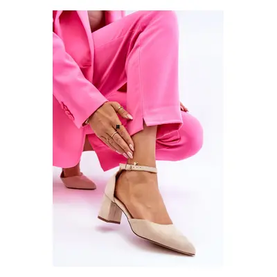 PS1 Suede Heel Pumps Beige Promise