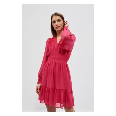 Dress with ruffles and puff sleeves