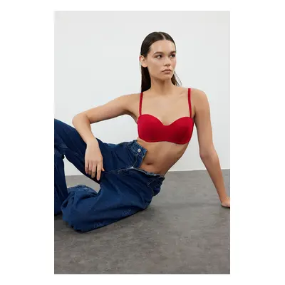 Trendyol Red Padded/Push-Up Entire container removable Strapless Knitted Bra with Rope Straps