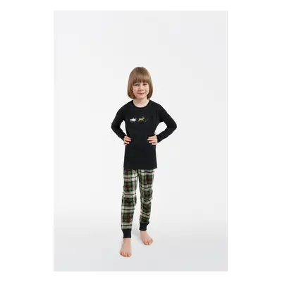 Seward boys' pyjamas, long sleeves, long trousers - dark melange/print