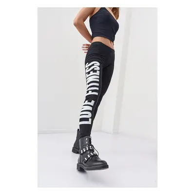 Black sports leggings with white print