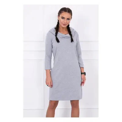 Dress with hood and pockets gray