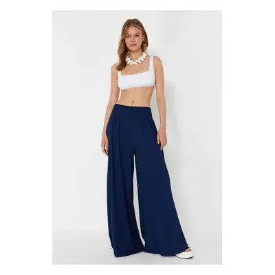 Trendyol Navy Blue Woven Gipe Detailed Trousers