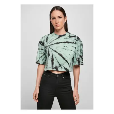 Women's Oversized Cropped Tie Dye Tee Black/Green