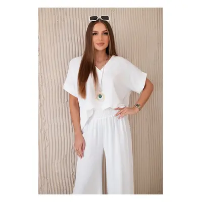 Kesi Włoski Set with necklace blouse + pants white