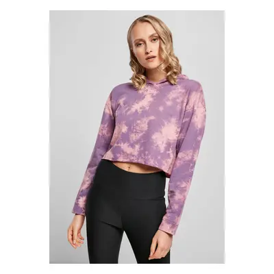 Women's Oversized Short Bleached Sweatshirt Grey-Purple