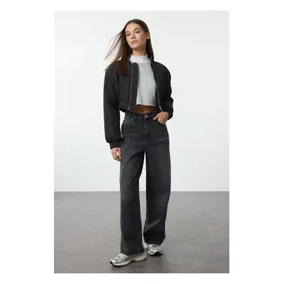 Trendyol Anthracite More Sustainable Low Waist Wide Leg Jeans