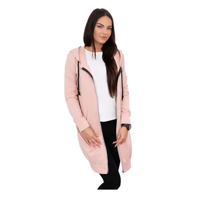 Women's long hoodie Kesi - powder pink