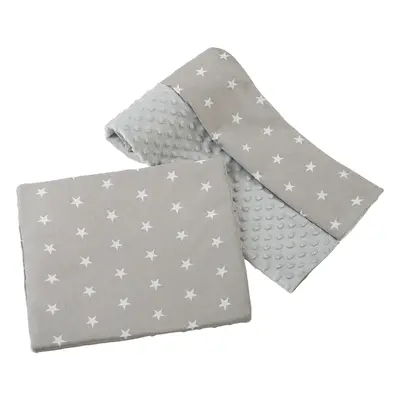 Medi Partners Quilt + pillow 35x30 cotton + minky – White stars on gray + gray minky