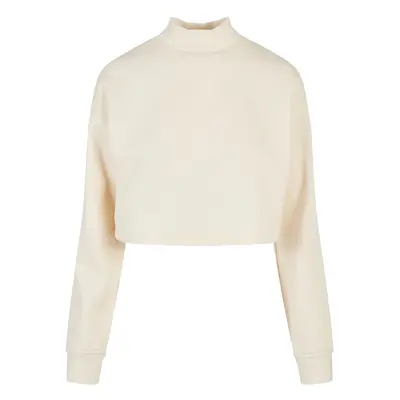 Ladies Cropped Oversized Sweat High Neck Crew whitesand