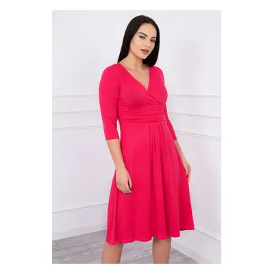 Dress with underbust neckline, 3/4 sleeves fuchsia