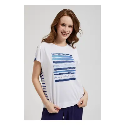 Women's T-shirt with MOODO print - white