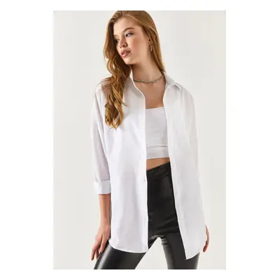 armonika Oversize Long Basic Shirt - White