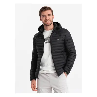 Ombre Men's satin finish bomber jacket with contrasting ribbed cuffs - dark blue