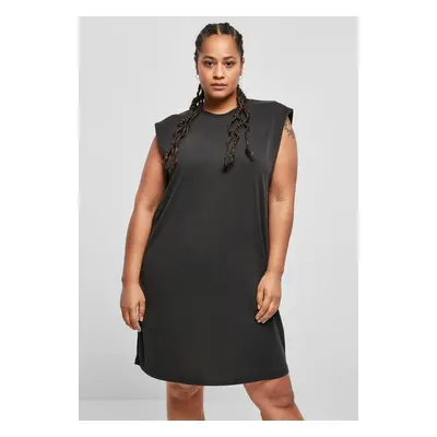 Women's dress with padded shoulders black