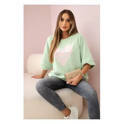 Kesi Włoski Butter-soft sweatshirt with a heart print mint