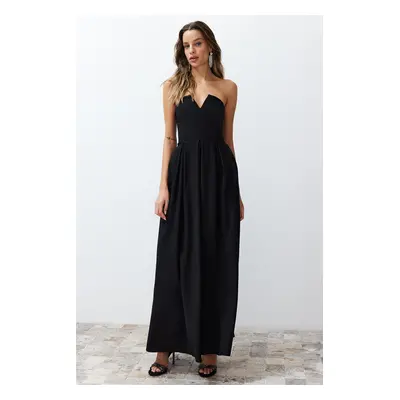 Trendyol Black A-Line Woven Long Evening Dress