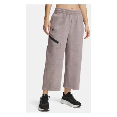 Women's Sports Pants Under Armour Unstoppable Flc Grid Crop-GRY - Women's