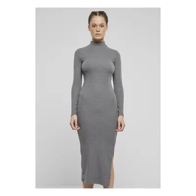 Women's ribbed turtleneck dress gray