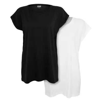 Women's T-shirt with extended shoulder 2-pack black/white