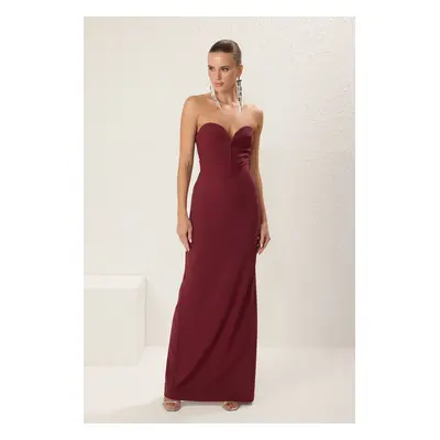 Trendyol Burgundy Woven Maxi Evening Dress & Graduation Dress