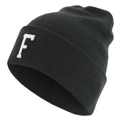 Knitted hat with letter cuff F