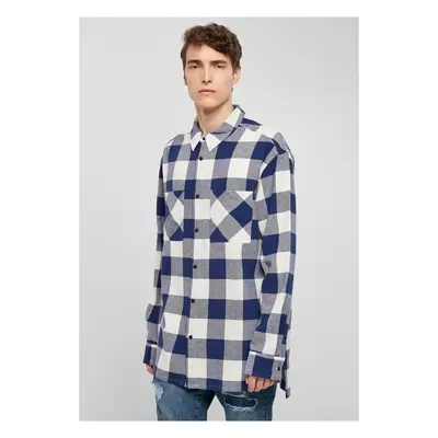 Long oversized checkered shirt navy blue/cream