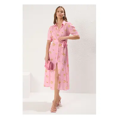 Női ruha Trendyol MultiColored BeltEd Shirt Dress