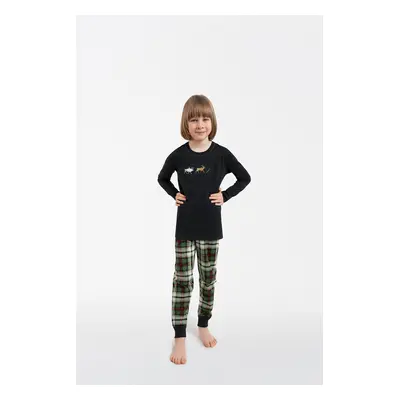 Seward boys' pyjamas, long sleeves, long trousers - dark melange/print