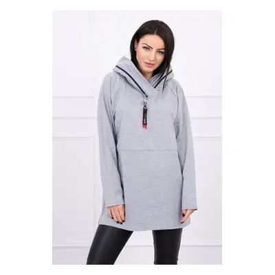 Tunic with zipper on hood Oversize gray