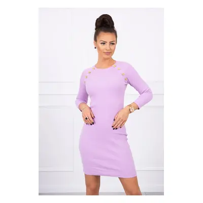 Dress with decorative buttons in purple color