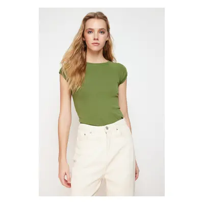 Trendyol Khaki Moon Sleeve Fitted Stretch Knitted Blouse