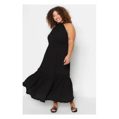 Trendyol Curve Black Halter Neck Woven Dress