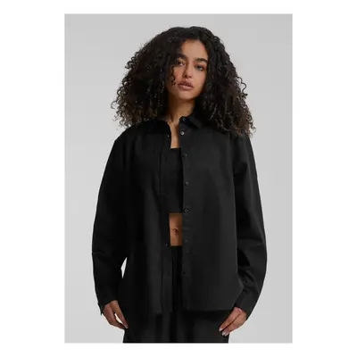 Women's linen mixed oversized shirt black