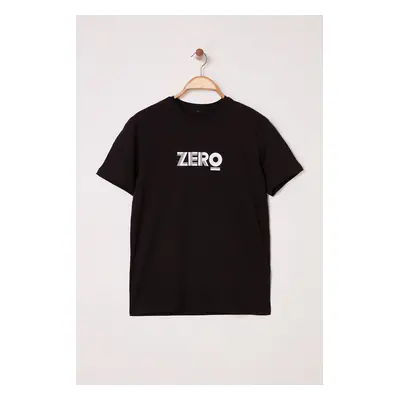 Trendyol Black Regular/Normal Fit Zero Printed 100% Cotton T-Shirt