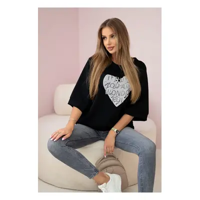 Kesi Włoski Butter-soft sweatshirt with a heart print black