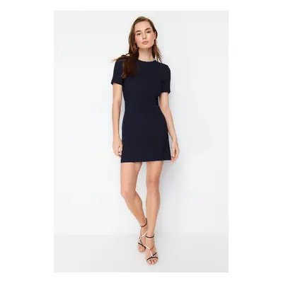 Trendyol Navy Blue A-line Crew Neck Mini Woven Dress