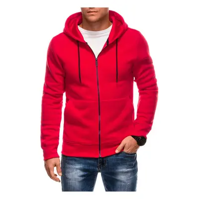 Edoti BASIC unbuttoned men's hooded sweatshirt - red