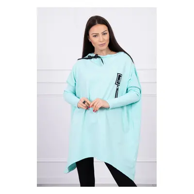 Oversize sweatshirt with asymmetrical sides mint