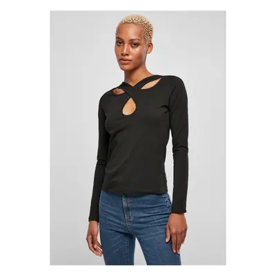 Women's crossed cutout with long sleeves black