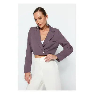 Trendyol Gray Crop Lined Woven Blazer Jacket