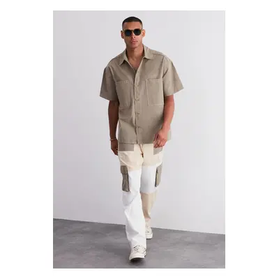 Trendyol Limited Edition Khaki Oversize Fit Collar Pocket Detailed Shirt