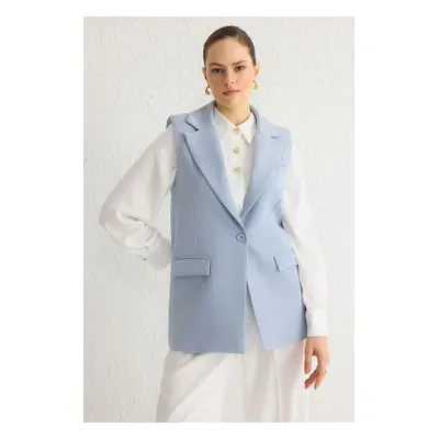 Trendyol Light Blue Single Button Pocket Detail Woven Vest