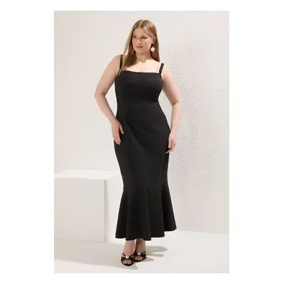 Trendyol Curve Black Finike Woven Plus Size Dress