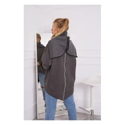 Insulated sweatshirt with a zipper at the back graphite