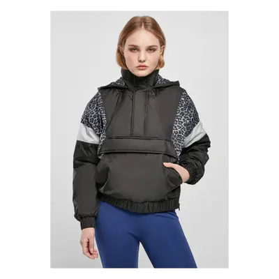 Women's AOP Mixed Pull Over Jacket Black/snowleo/lightasphalt