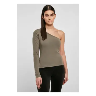 Women's asymmetrical olive with long sleeves