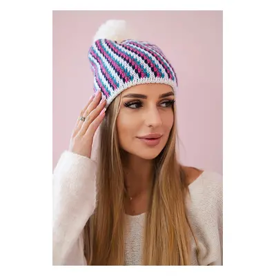 Kesi Cap with a pompom Hanna K328 white+jeans