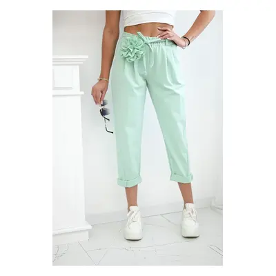 Kesi Włoski Punto trousers with decorative flower mint